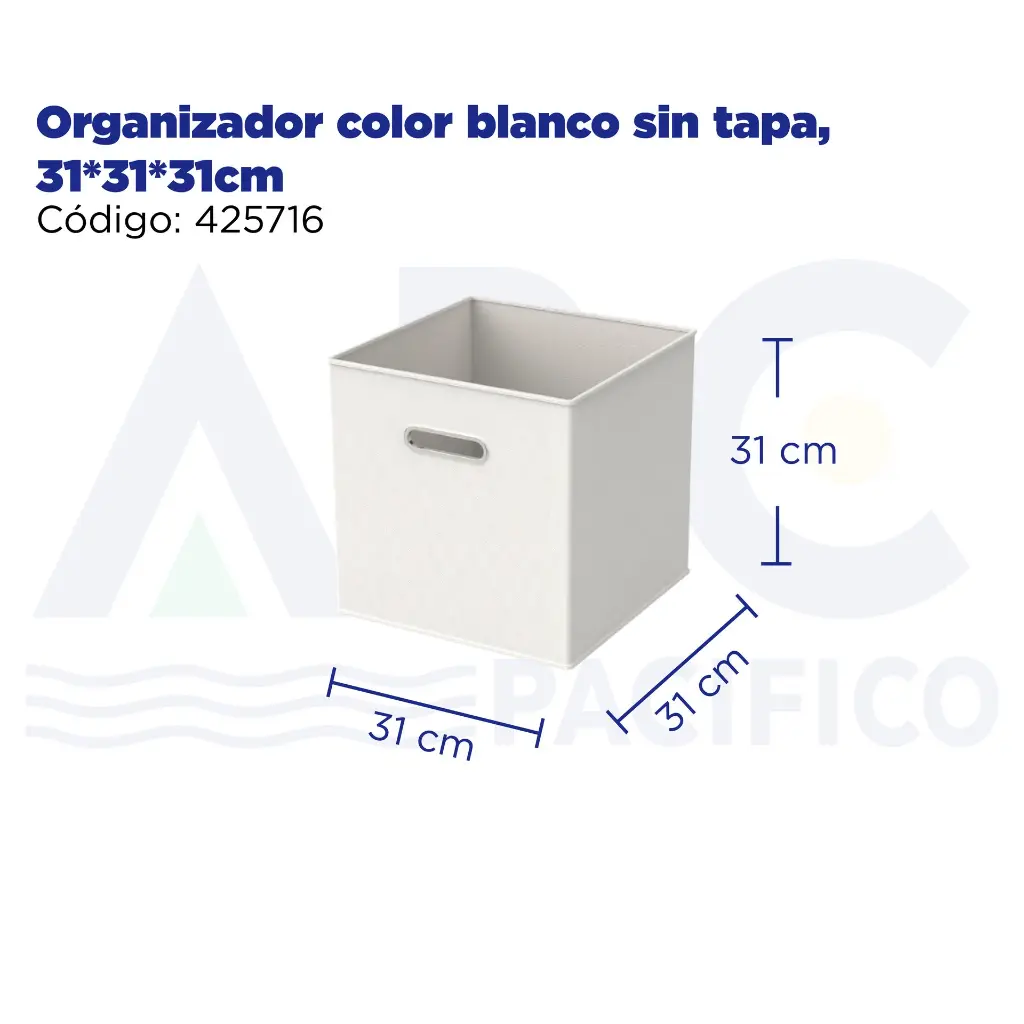 Organizador color blanco sin tapa, 31*31*31cm