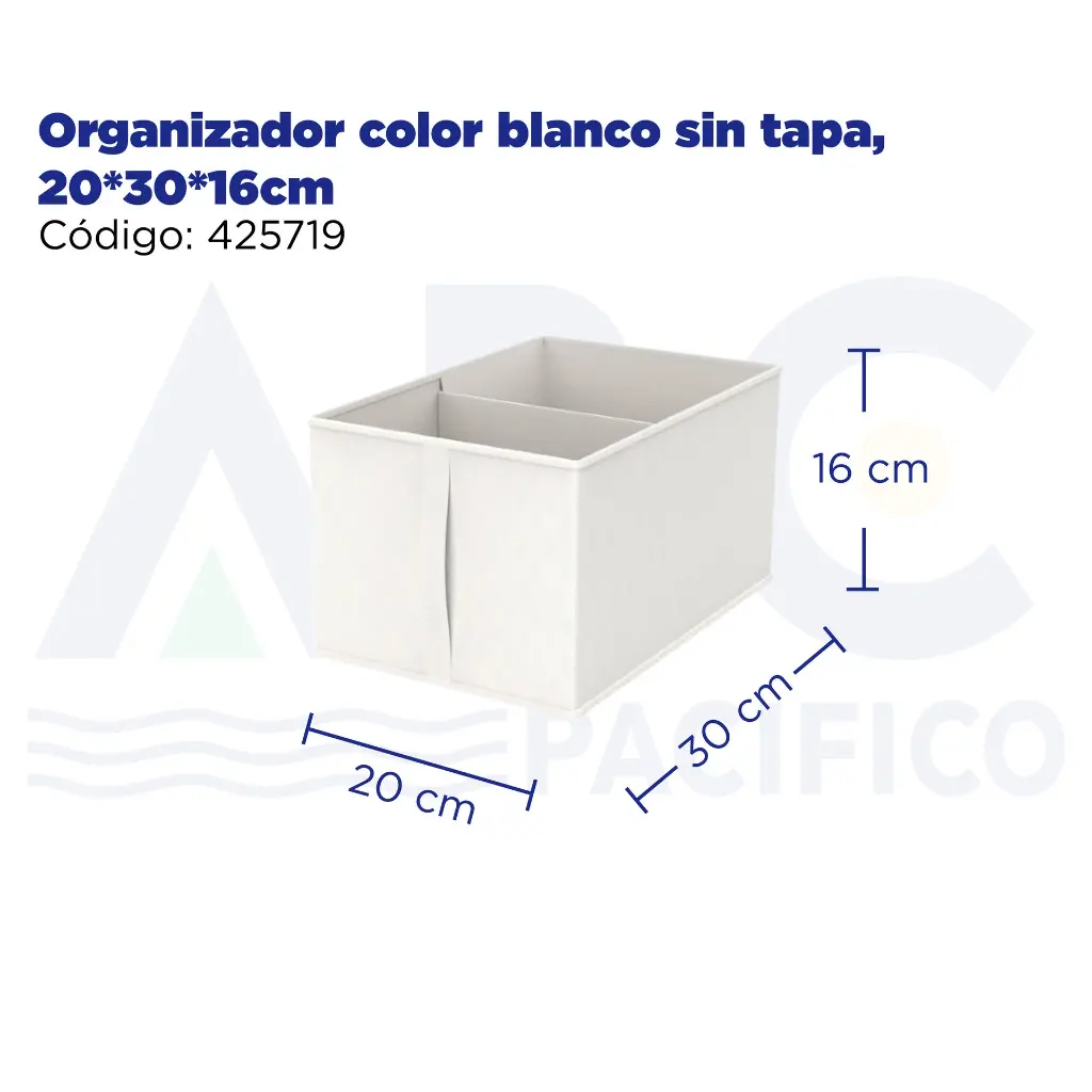 Organizador color blanco sin tapa, 20*30*16cm