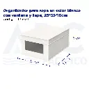 Organizador para ropa en color blanco con ventana y tapa, 25*35*16cm