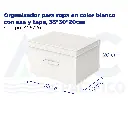 Organizador para ropa en color blanco con asa y tapa, 35*30*20cm