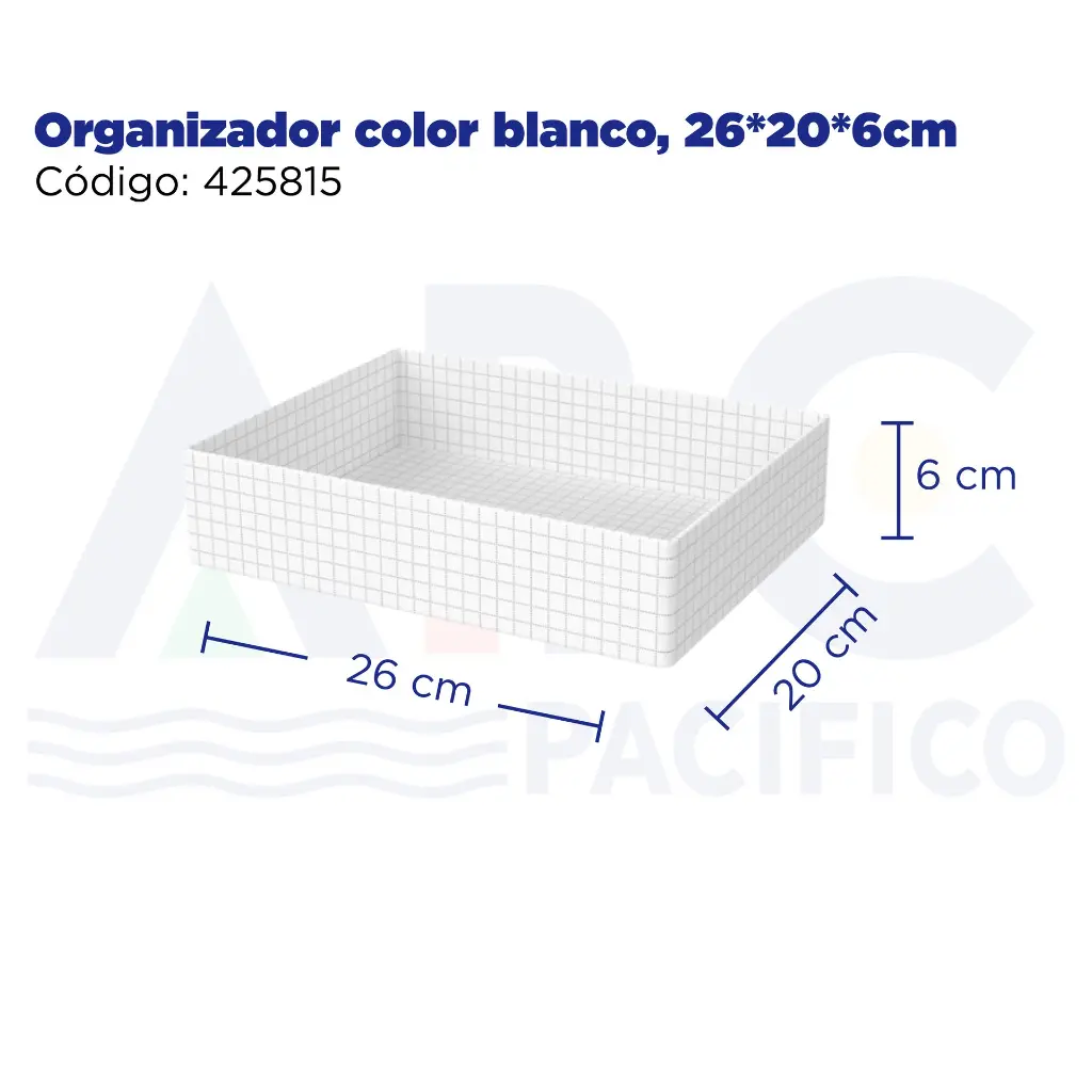 Organizador color blanco, 26*20*6cm