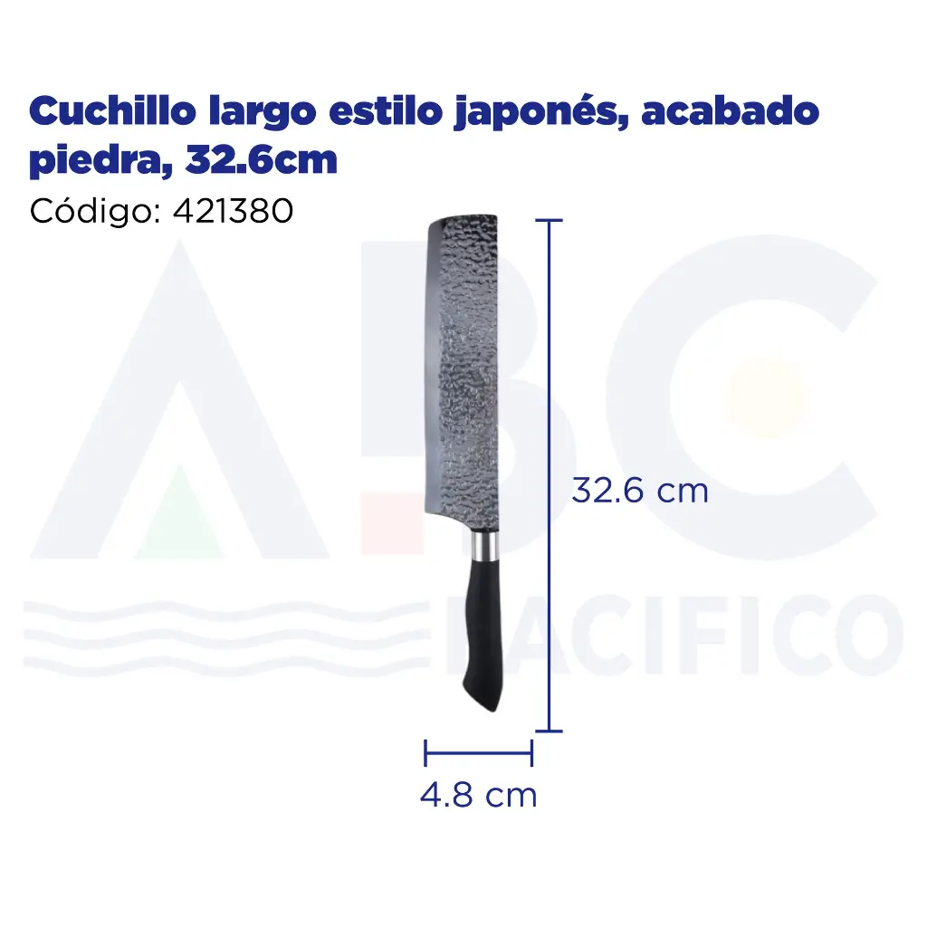 Cuchillo largo estilo japonés, acabado piedra, 32.6cm