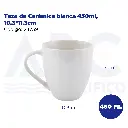 Taza de Cerámica blanca 450ml, 10.3*11.3cm