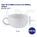 Taza de cerámica blanca de 800ml, 15*8cm