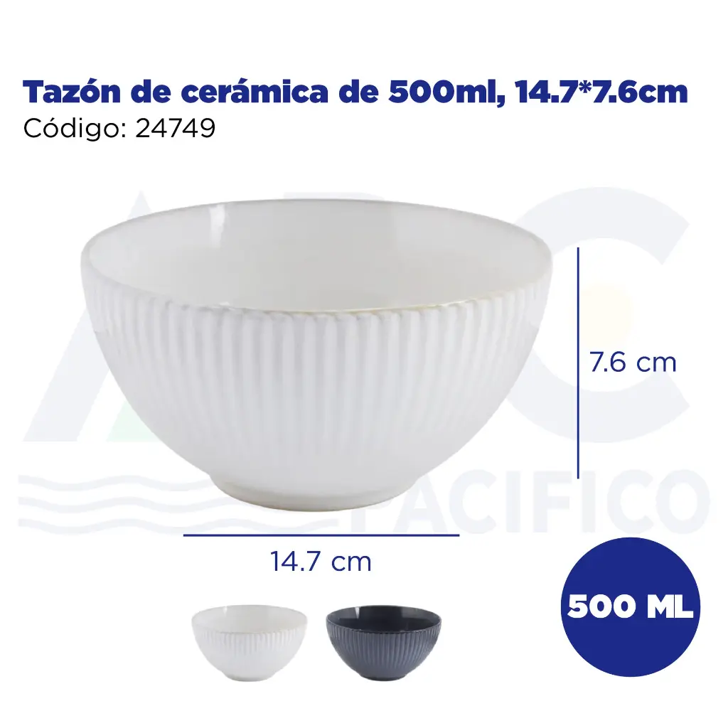 Tazón de cerámica de 500ml, 14.7*7.6cm