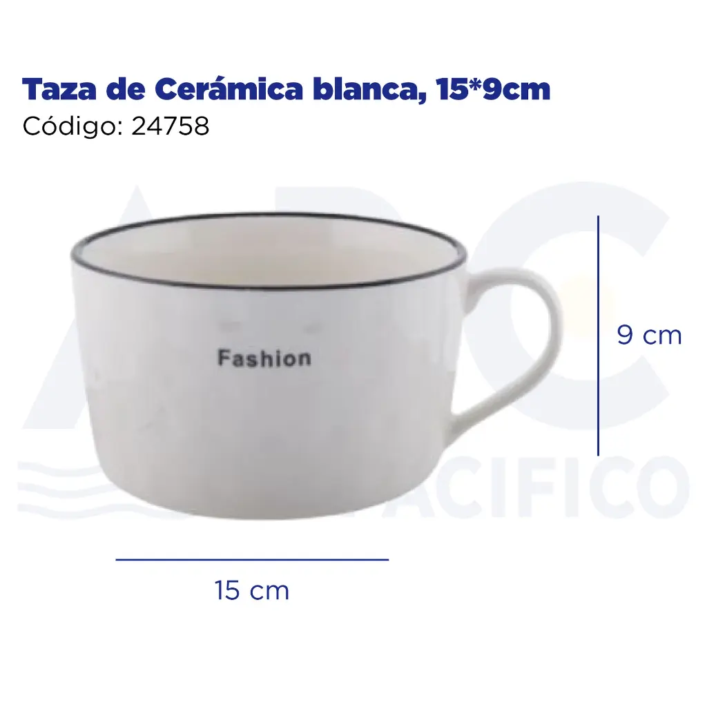 Taza de Cerámica blanca, 15*9cm