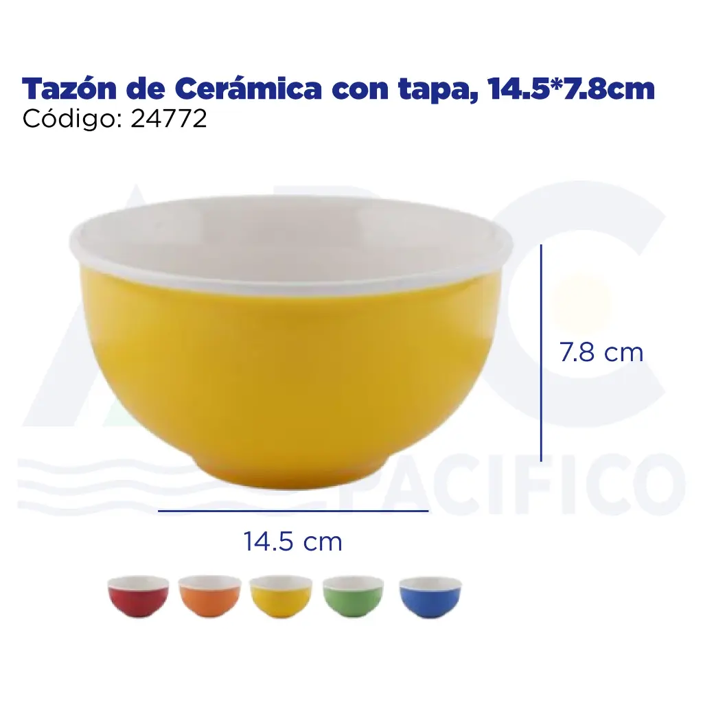 Tazón de Cerámica con tapa, 14.5*7.8cm