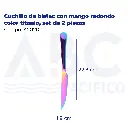 Cuchillo de bistec con mango redondo color titanio, set de 2 piezas