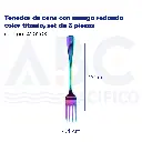 Tenedor de cena con mango redondo color titanio, set de 3 piezas