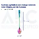 Cuchara agitadora con mango redondo color titanio, set de 3 piezas
