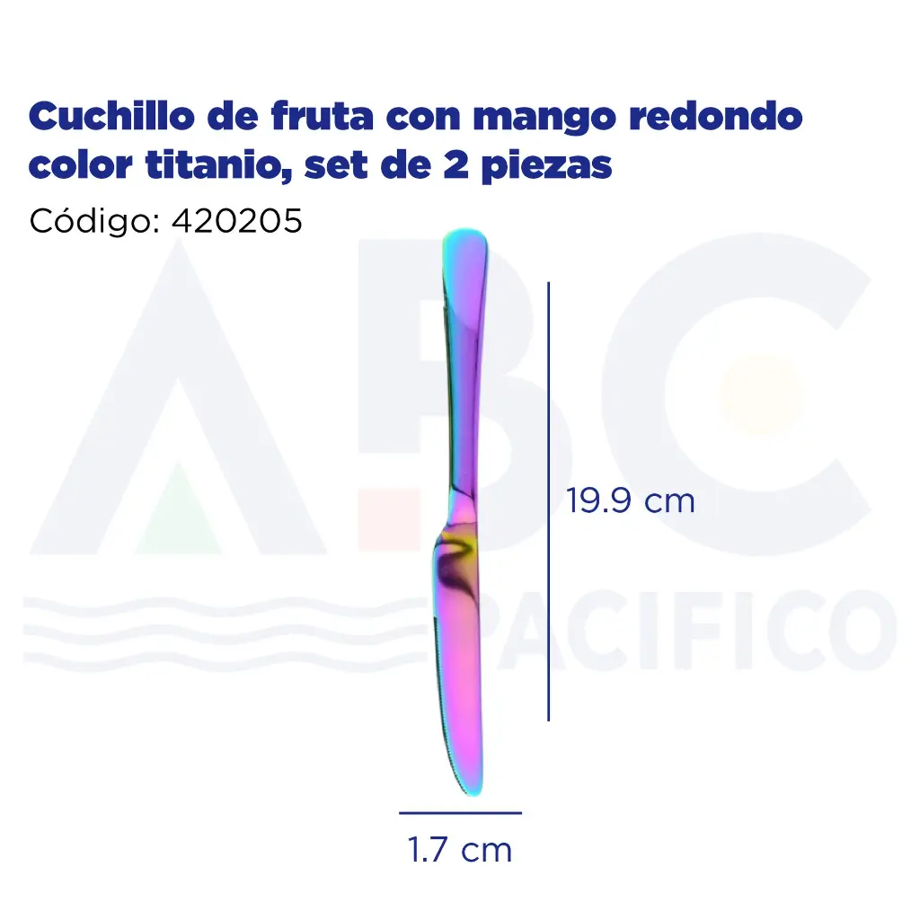 Cuchillo de fruta con mango redondo color titanio, set de 2 piezas
