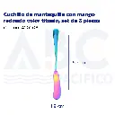 Cuchillo de mantequilla con mango redondo color titanio, set de 3 piezas