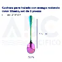 Cuchara para helado con mango redondo color titanio, set de 3 piezas