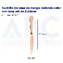 Cuchillo de cena de mango redondo color oro rosa, set de 2 piezas