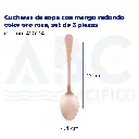 Cucharas de sopa con mango redondo color oro rosa, set de 3 piezas