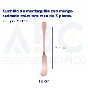 Cuchillo de mantequilla con mango redondo color oro rosa de 3 piezas