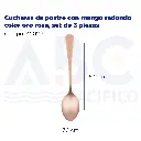 Cucharas de postre con mango redondo color oro rosa, set de 3 piezas