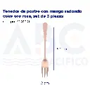 Tenedor de postre con mango redondo color oro rosa, set de 3 piezas