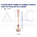 Cuchara para helado con mango redondo color oro rosa, set de 3 piezas