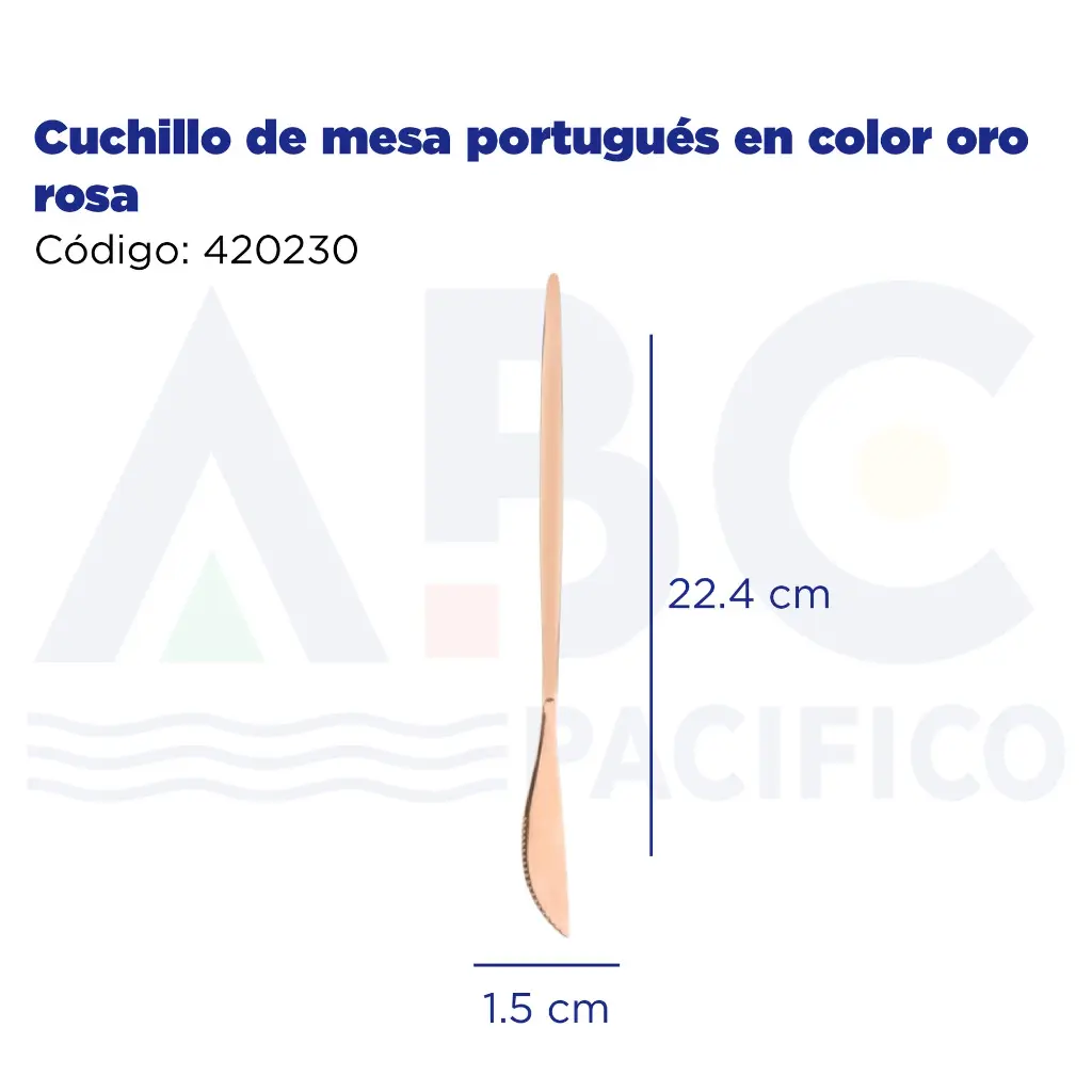 Cuchillo de mesa portugués en color oro rosa