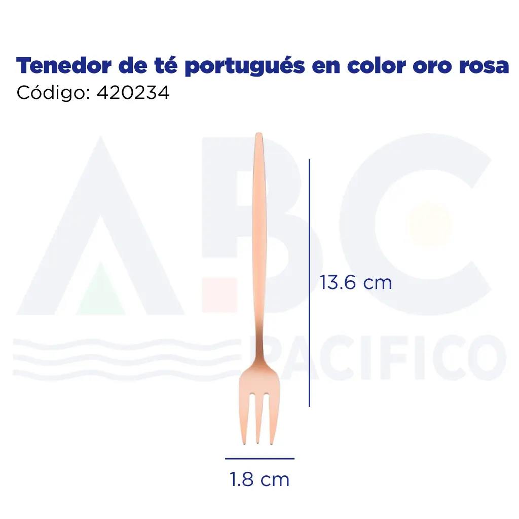Tenedor de té portugués en color oro rosa