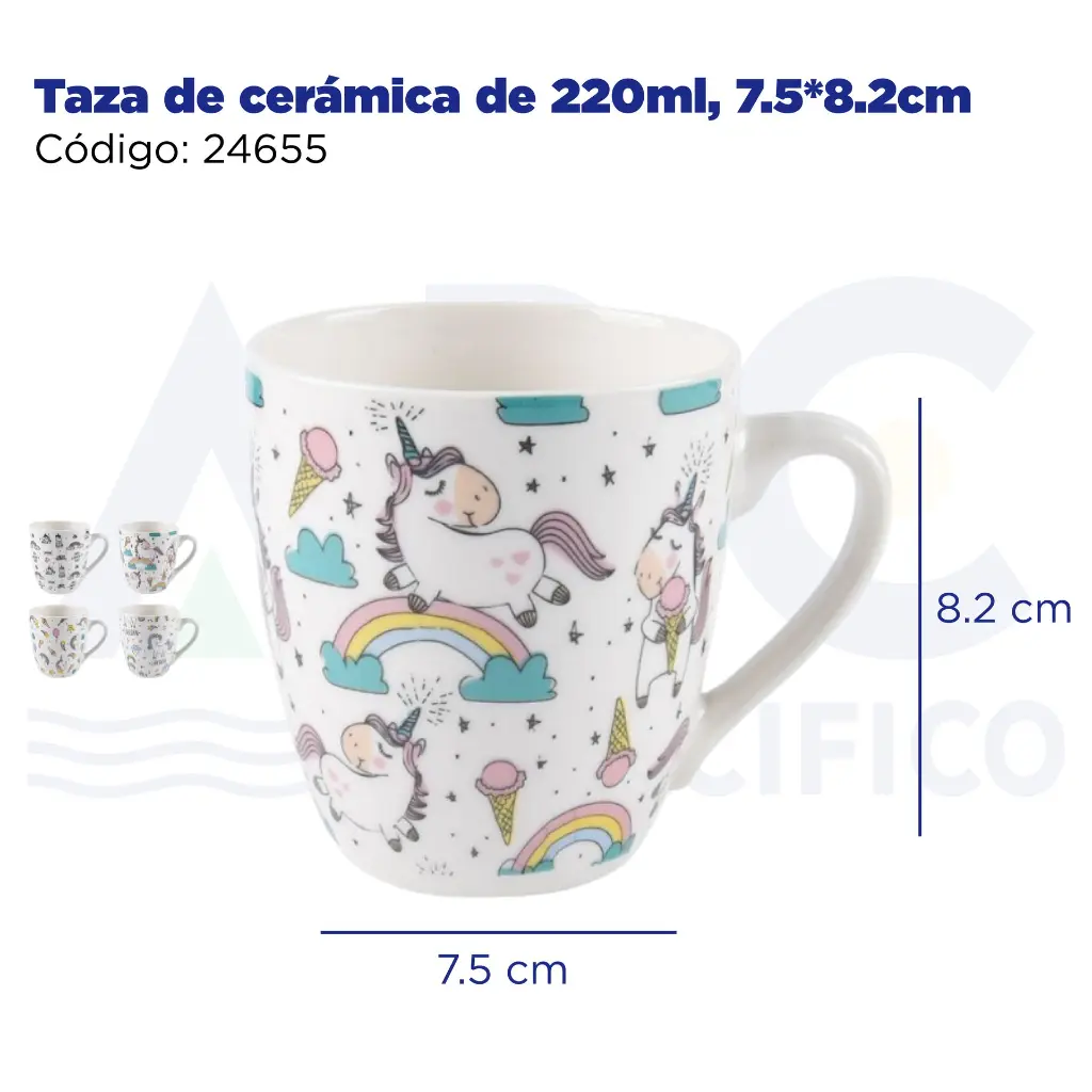 Taza de cerámica de 220ml, 7.5*8.2cm