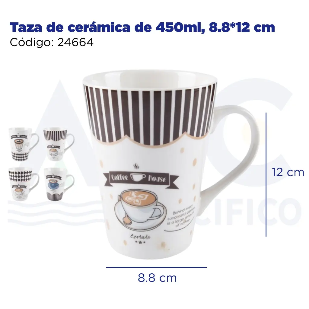 Taza de cerámica de 450ml, 8.8*12 cm