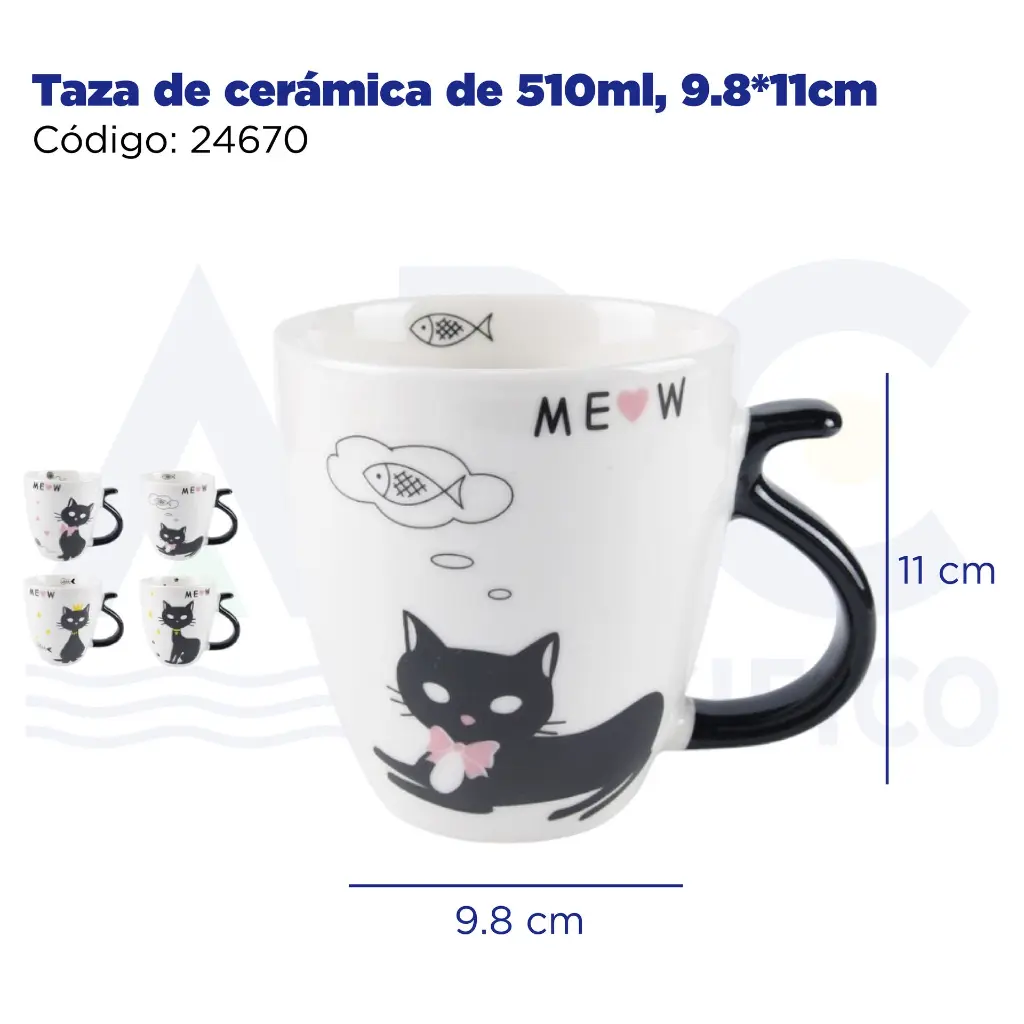 Taza de cerámica de 510ml, 9.8*11cm