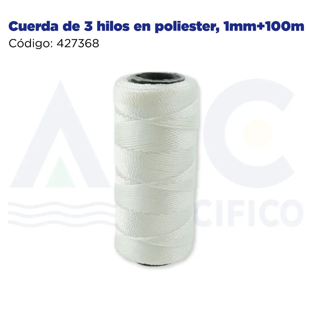 Cuerda de 3 hilos en poliester, 1mm+100m