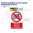 Señal de prohibido uso de cámaras fotográficas  20*30cm