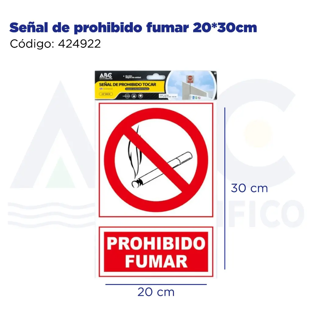 Señal de prohibido fumar  20*30cm