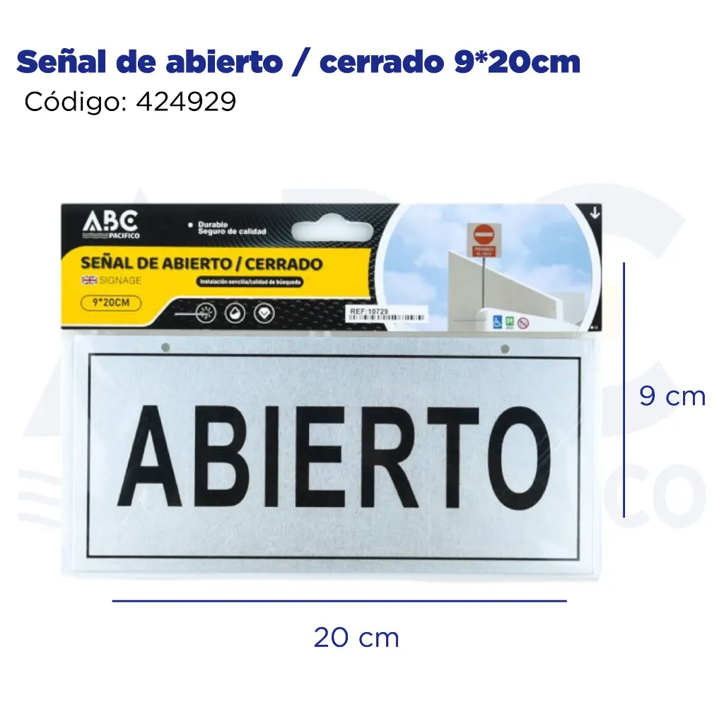 Señal de abierto / cerrado  9*20cm