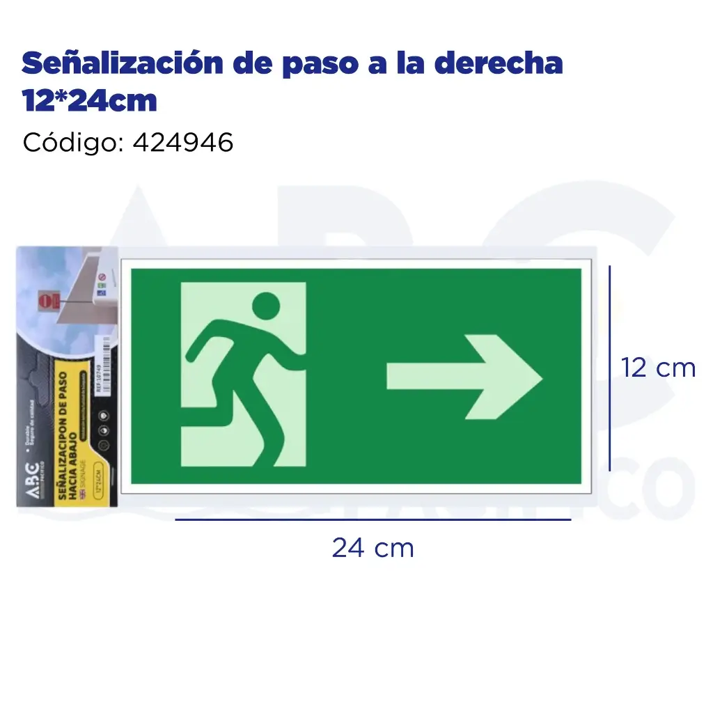 Señalización de paso a la derecha  12*24cm