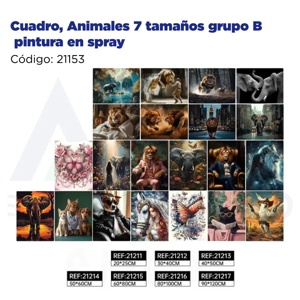 Cuadro, Animales 7 tamaños grupo B pintura en spray