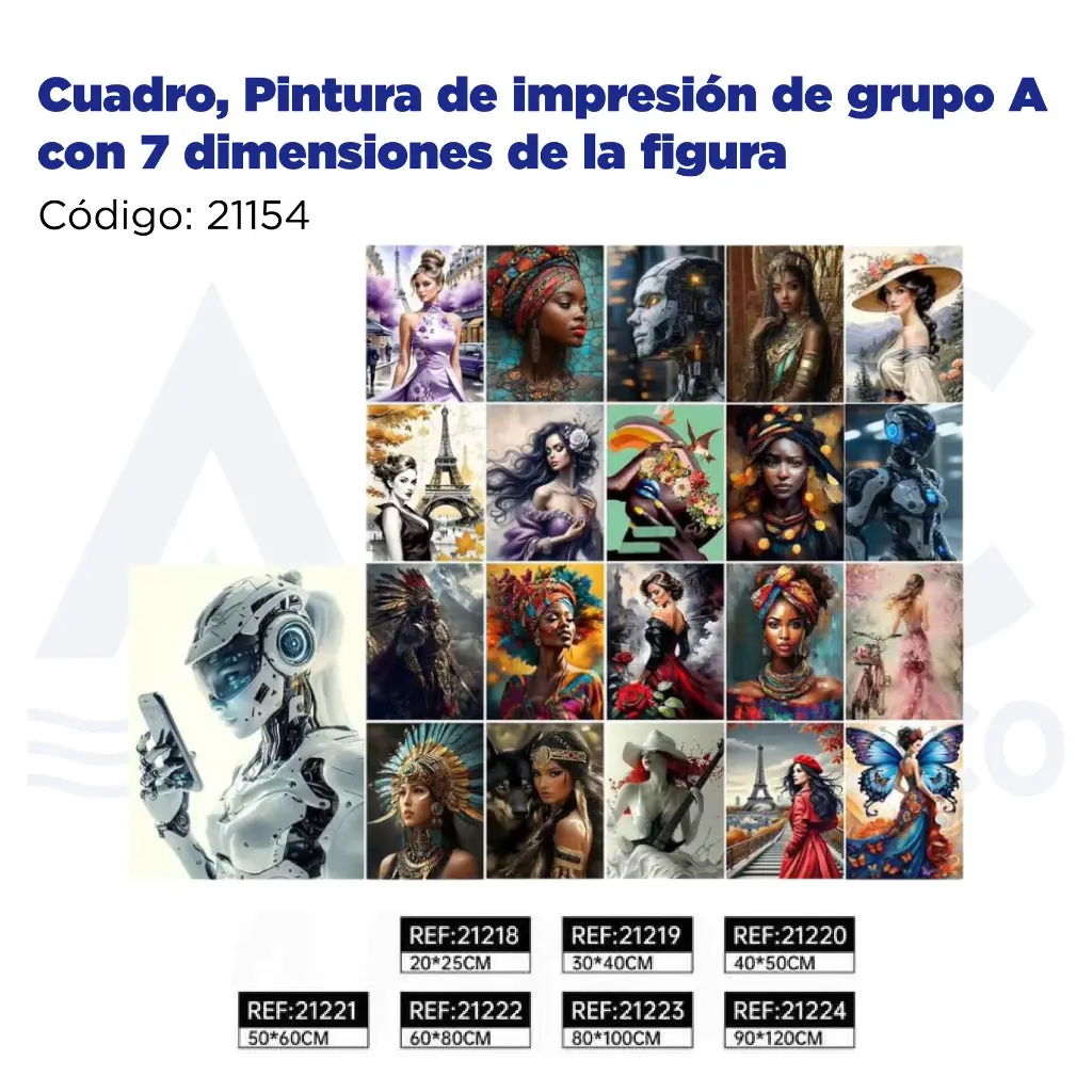 Cuadro, Pintura de impresión de grupo A con 7 dimensiones de la figura