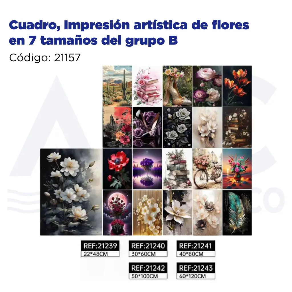 Cuadro, Impresión artística de flores en 7 tamaños del grupo B