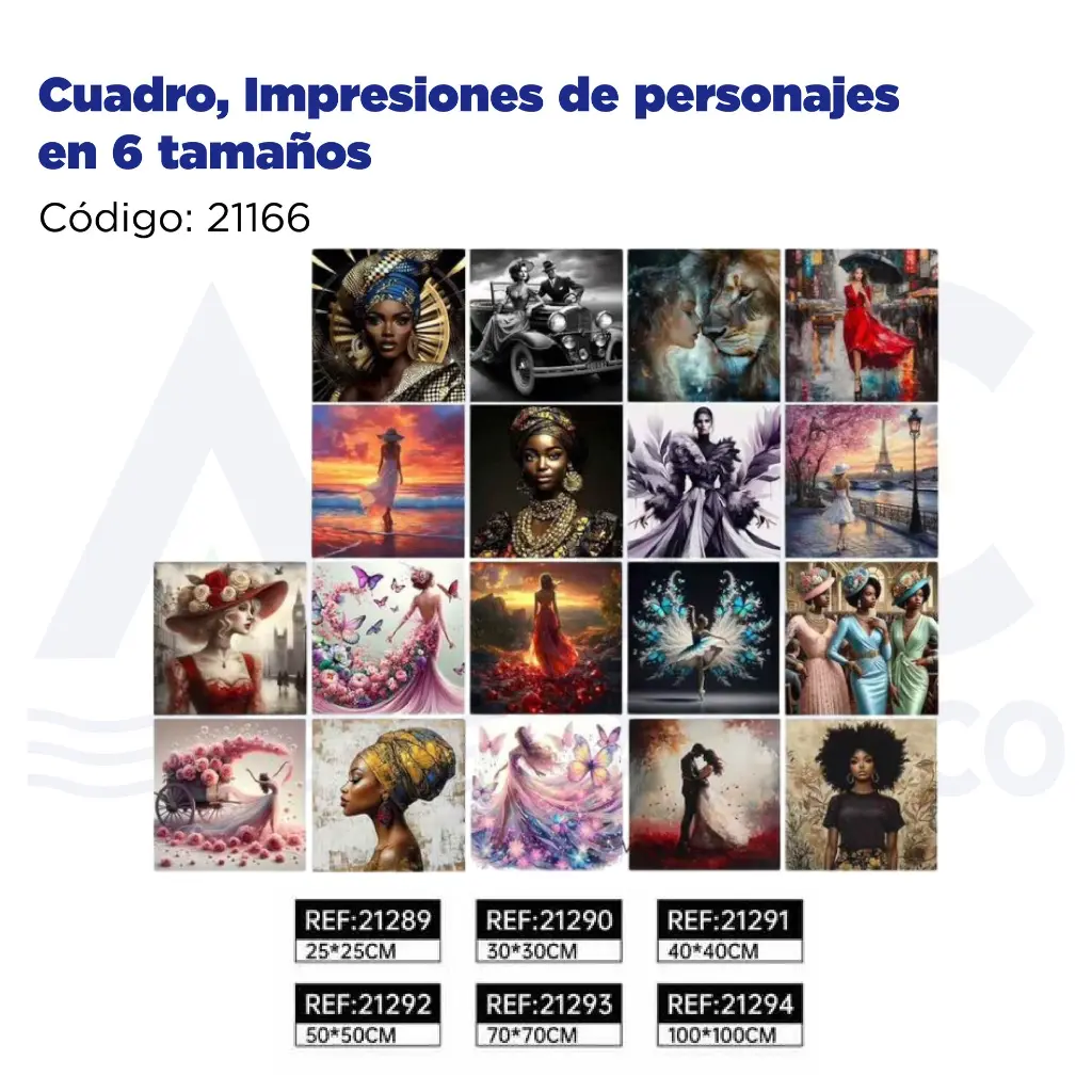 Cuadro, Impresiones de personajes en 6 tamaños