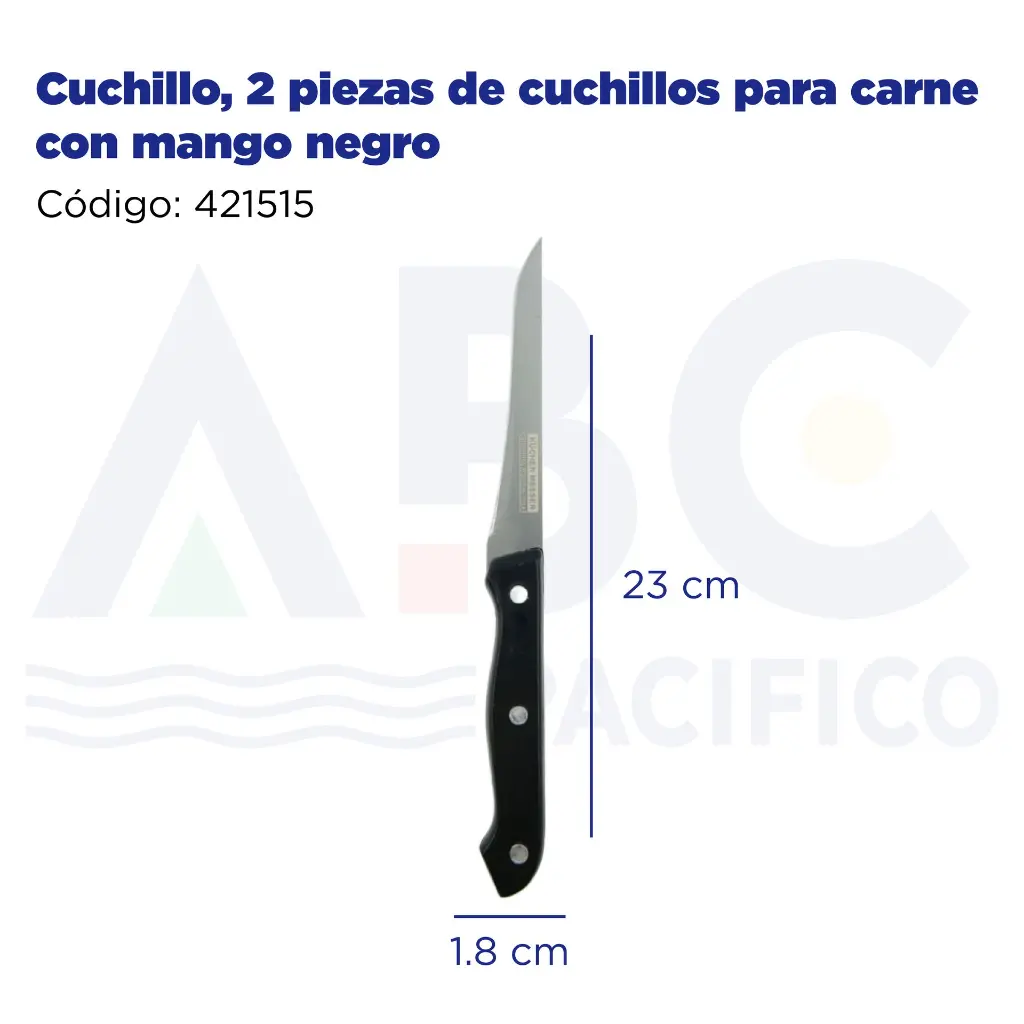 Cuchillo, 2 piezas de cuchillos para carne con mango negro