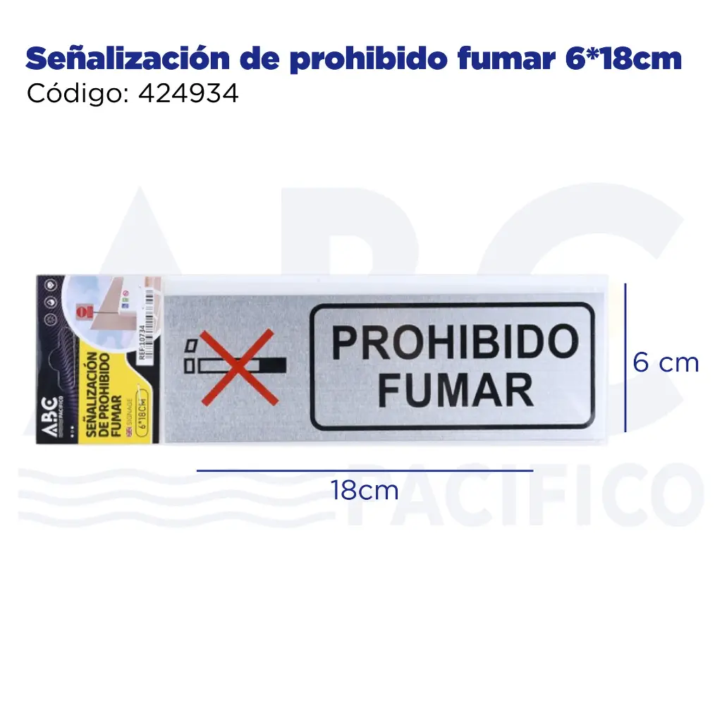 Señalización de prohibido fumar 6*18cm