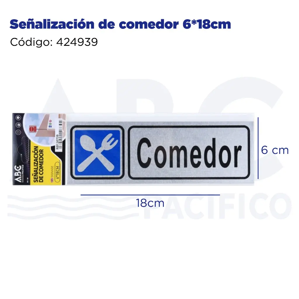Señalización de comedor 6*18cm