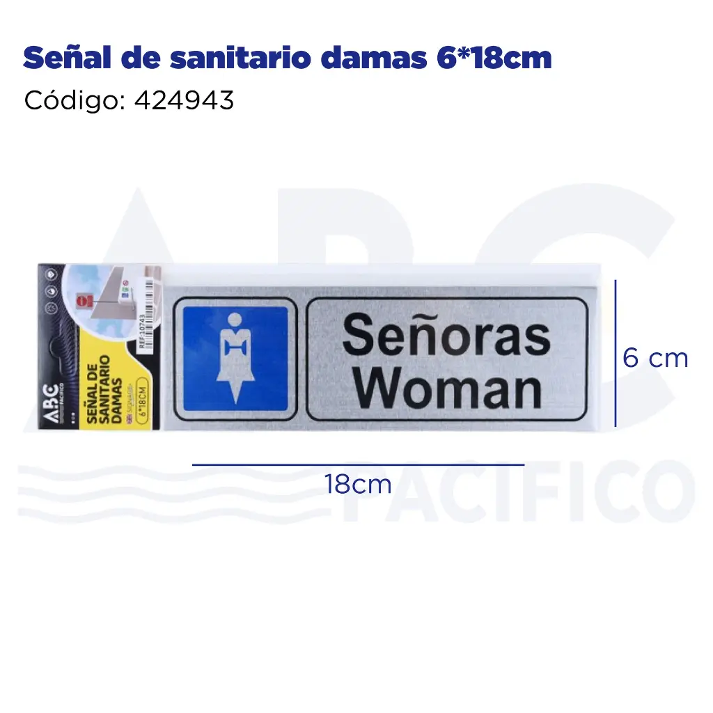 Señal de sanitario damas 6*18cm