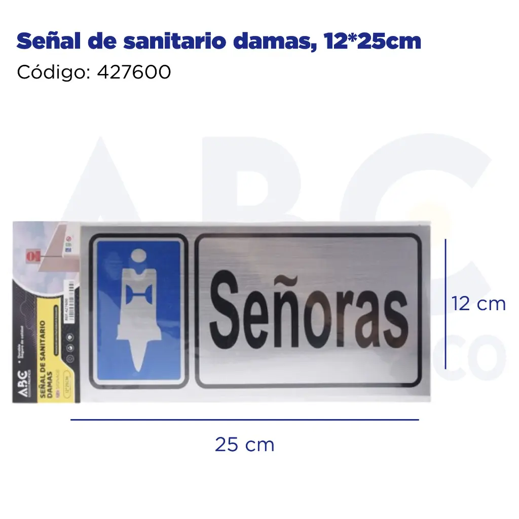 Señal de sanitario damas, 12*25cm