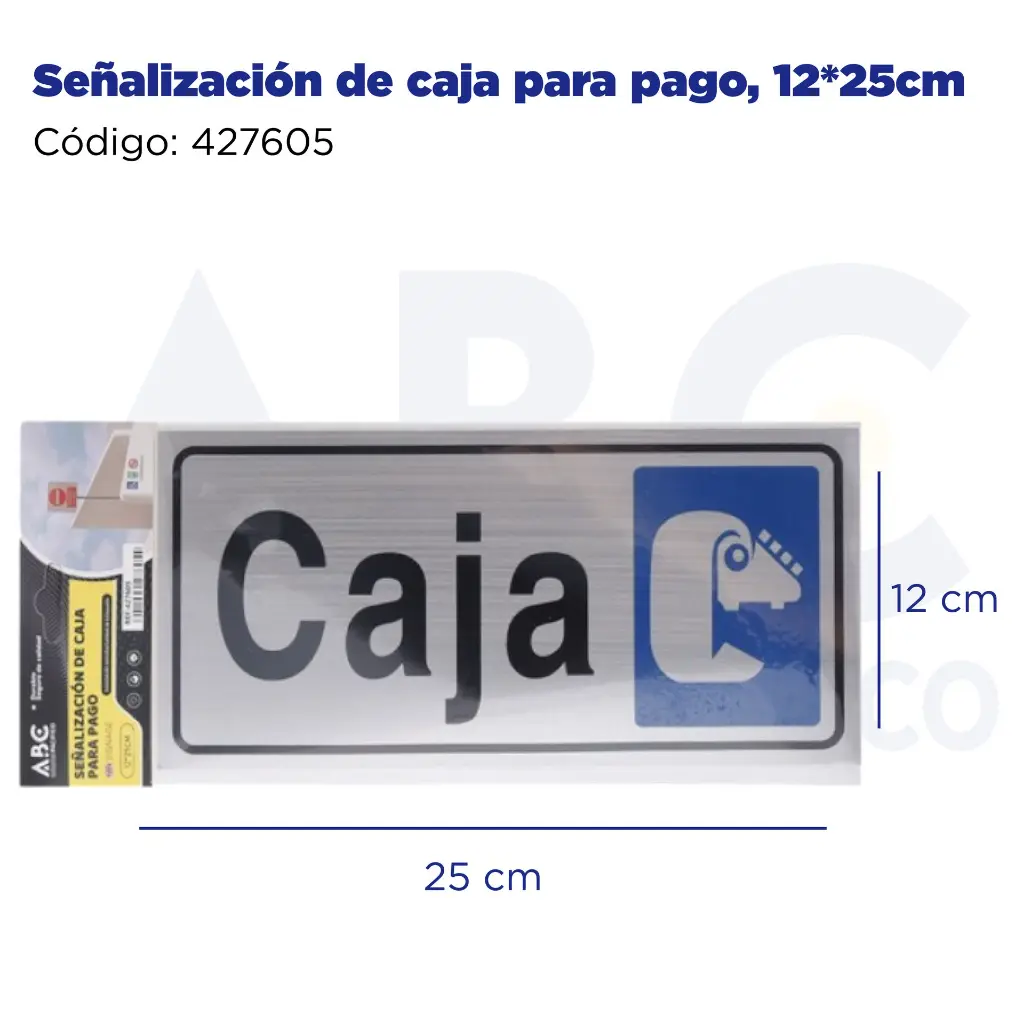 Señalización de caja para pago, 12*25cm