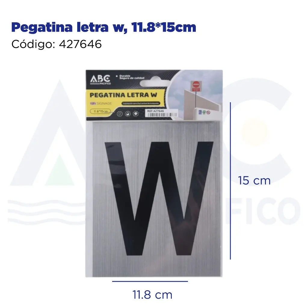 Pegatina letra w, 11.8*15cm