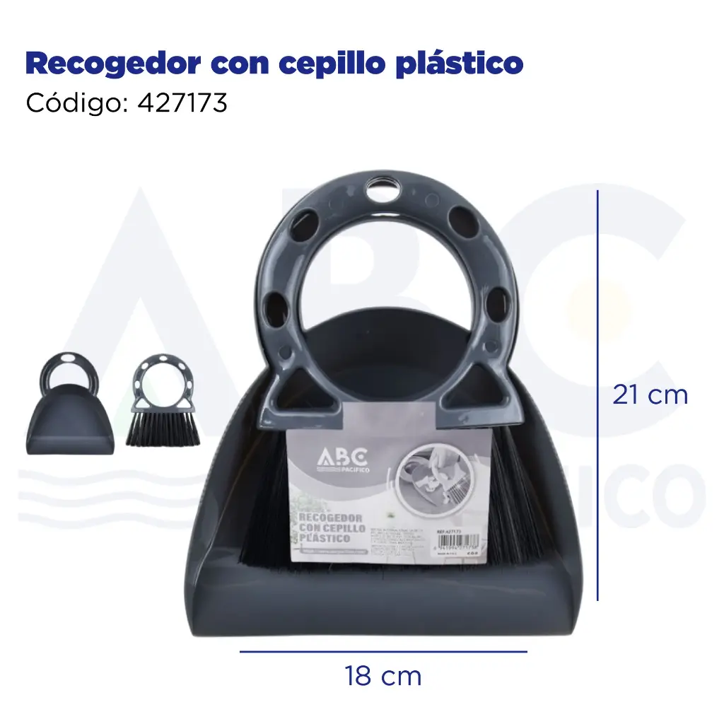 Recogedor con cepillo plástico, 
