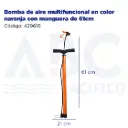 Bomba de aire multifuncional en color naranja con manguera de 61cm,