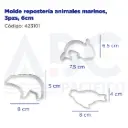 Molde repostería animales marinos, 3pzs, 6cm