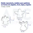 Molde repostería, moldes para galletas en forma de angeles, 6cm, 3pzs, angeles