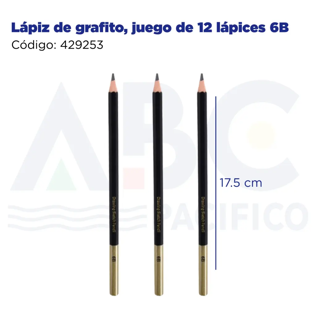 Lápiz  de grafito, juego de 12 lápices 6B