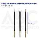 Lápiz  de grafito, juego de 12 lápices 6B